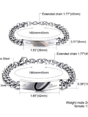 Couple Bracelet His Her Real Love Distance Stainless Steel - Garimas