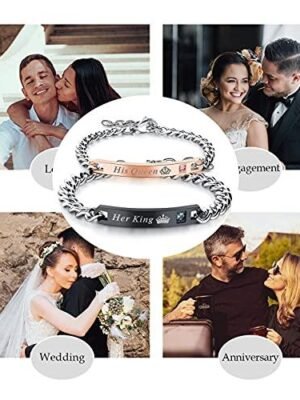 Couple Bracelet Set His Queen Her King Titanium Stainless Steel For Girls & Boys - Garimas