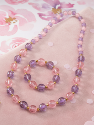 Purple Pink Acrylic Beads Necklace and Bracelet Set for Baby Girls |  Garimas