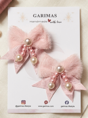 Pink Hair Clip Set for Girls Adorable Bow and Flower Designs Hair Pin Soft with Pearl Beads, Lightweight, and Stylish for Party and eremony