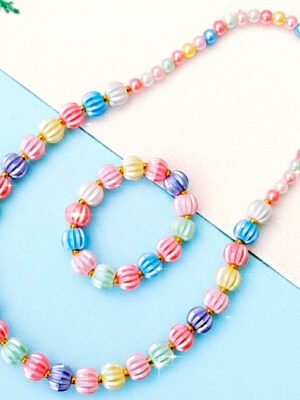 Multicolor Necklace and Bracelet Set for Baby Girls