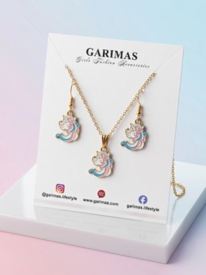 Unicorn Charms Pendant and Earring Set for Girls with  Golden Colour Chain