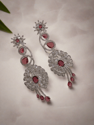 Pink American Diamond Studded  Crystal Brass Drops & Danglers |  Garimas