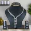 Silver Plated  American Diamond Necklace Sets With White Stone |  Garimas
