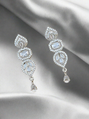 CZ Stone with American Diamond Drop Earring |  Garimas