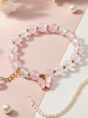 Sparkle Glass Beads Tassel Bracelet With Cute Enamel Butterfly Charm |  Garimas
