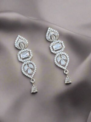 CZ Stone with American Diamond Drop Earring |  Garimas